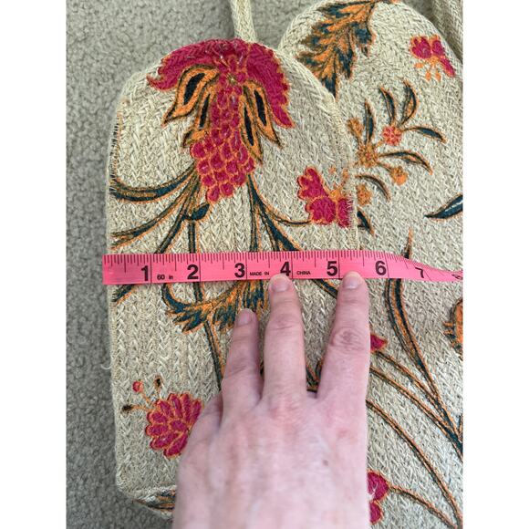 Antik Kraft Tan Floral Purse Shoulder Bag Tote 100% Jute Bohemian Indie Cottage - Picture 9 of 9